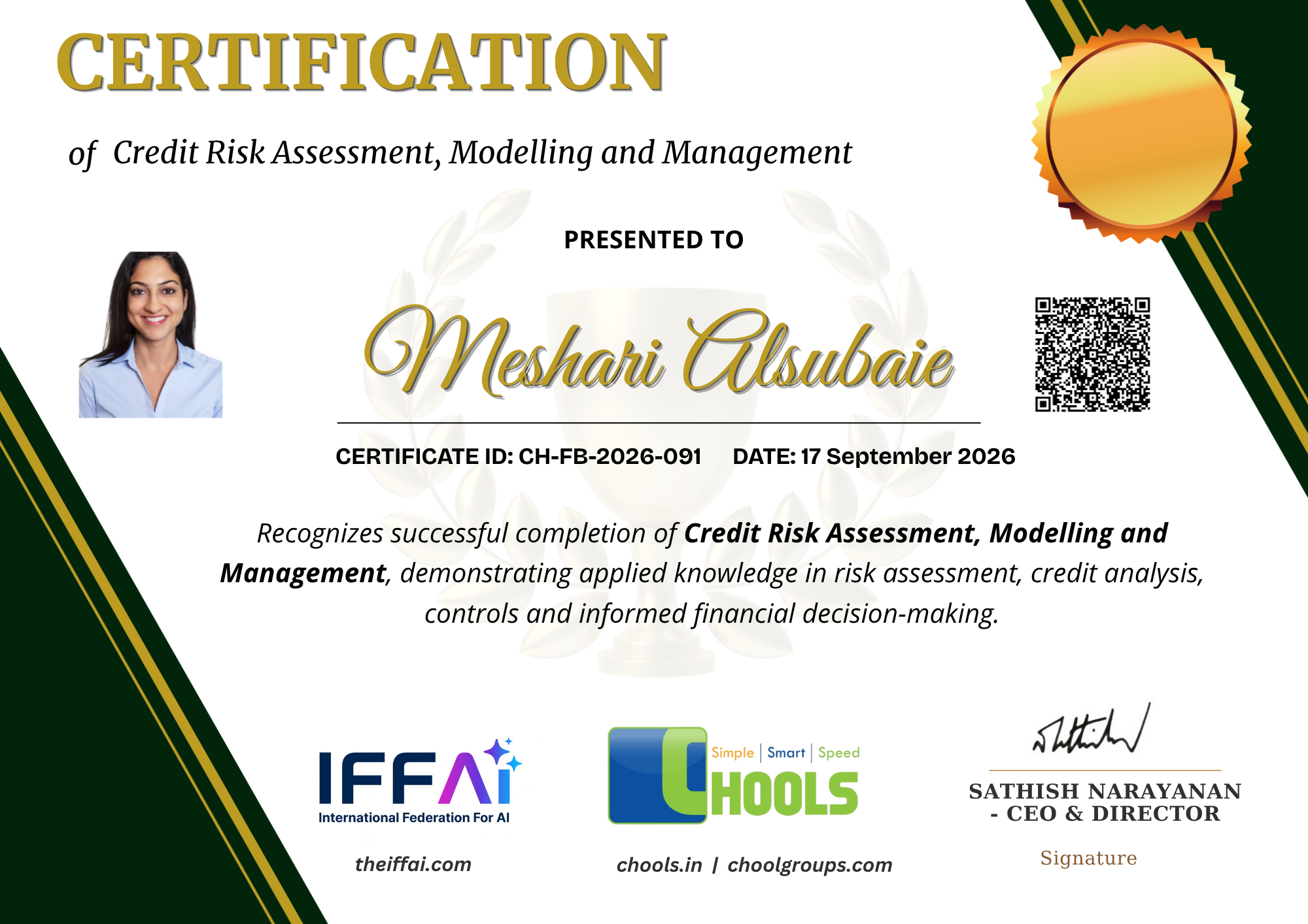 Credit Risk Assessment, Modelling and Management Certificate
